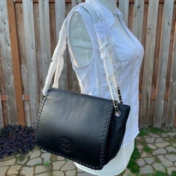 Tory Burch Marion Classic Black Leather Small Flap Shoulder Bag/Crossbody Bag - Picture 8 of 13